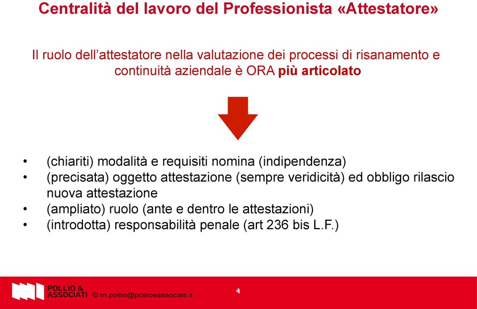 nomina (indipendenza) (precisata) oggetto attestazione (sempre veridicità) ed obbligo rilascio nuova