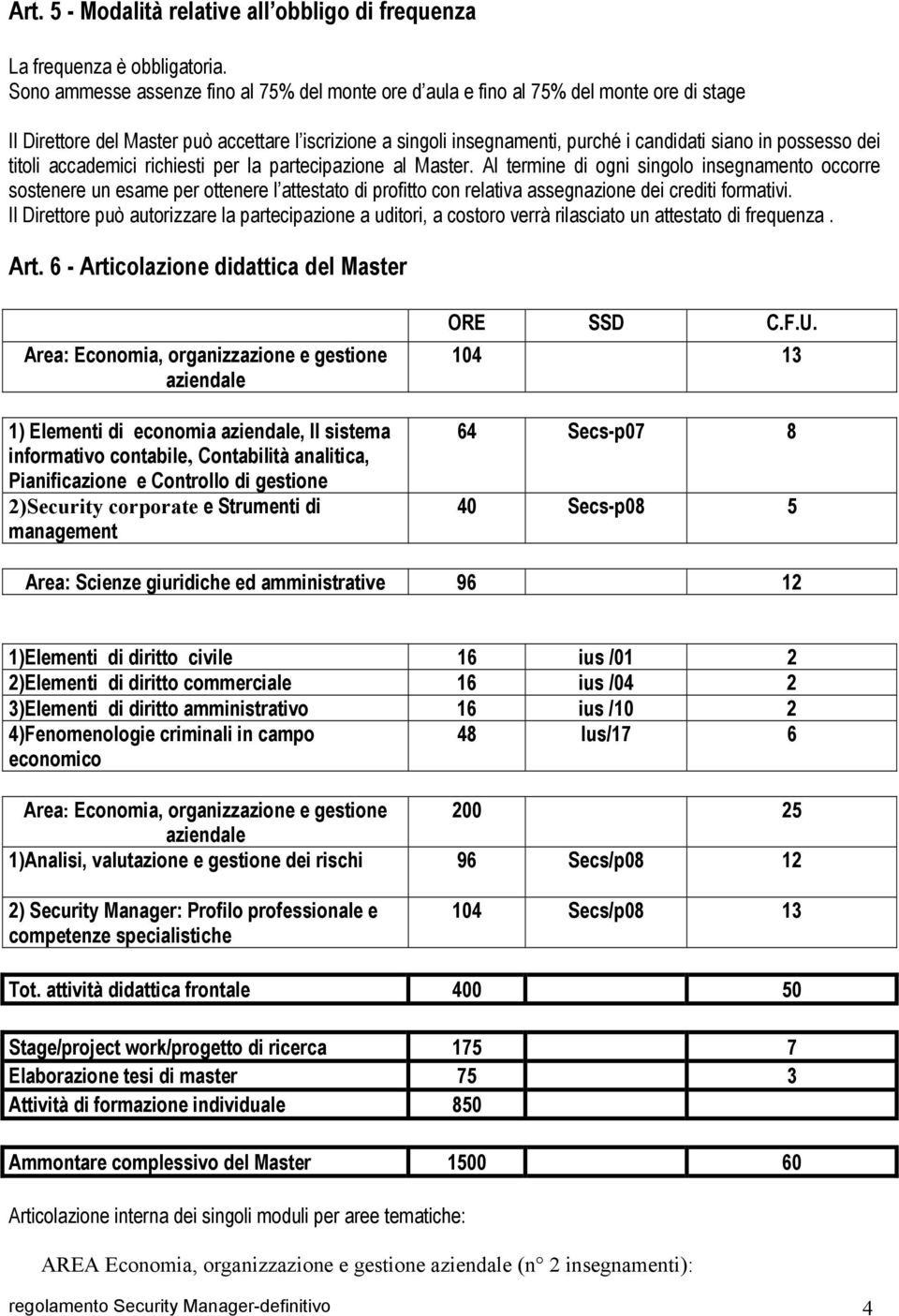 possesso dei titoli accademici richiesti per la partecipazione al Master.