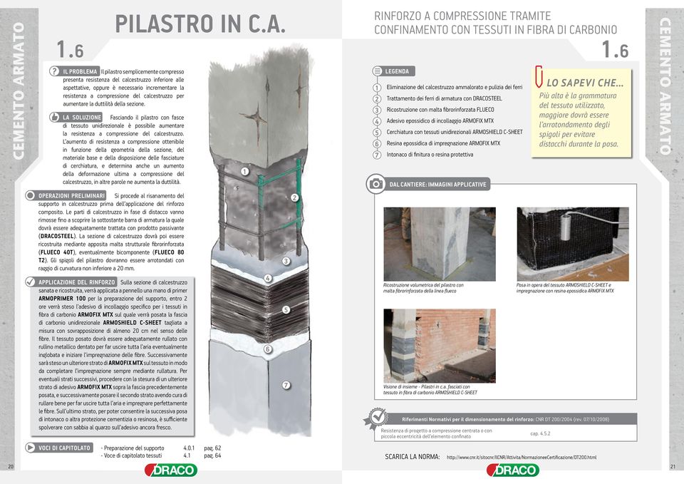 aumentare la duttilità della sezione. la soluzione Fasciando il pilastro con fasce di tessuto unidirezionale è possibile aumentare la resistenza a compressione del calcestruzzo.