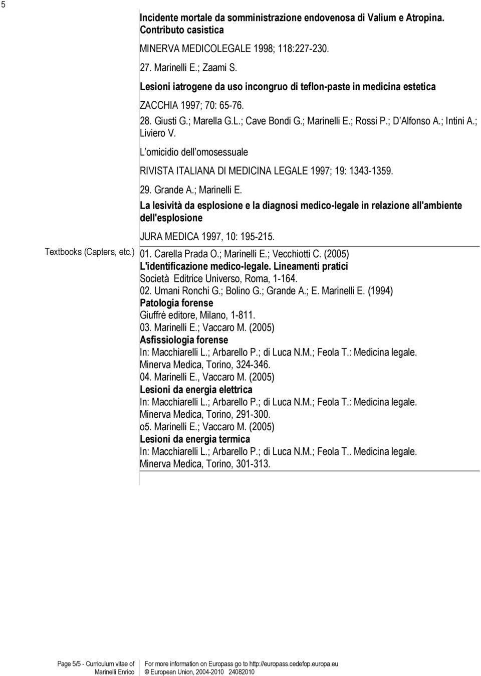 L omicidio dell omosessuale RIVISTA ITALIANA DI MEDICINA LEGALE 1997; 19: 1343-1359. 29. Grande A.; Marinelli E.