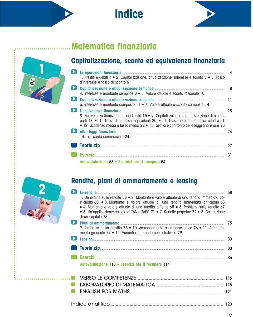 Valore attale e sconto razionale 10 Capitalizzazione e attalizzazione composta... 11 6. Interesse e montante composto 11 7. Valore attale e sconto composto 14 L eqivalenza finanziaria... 15 8.