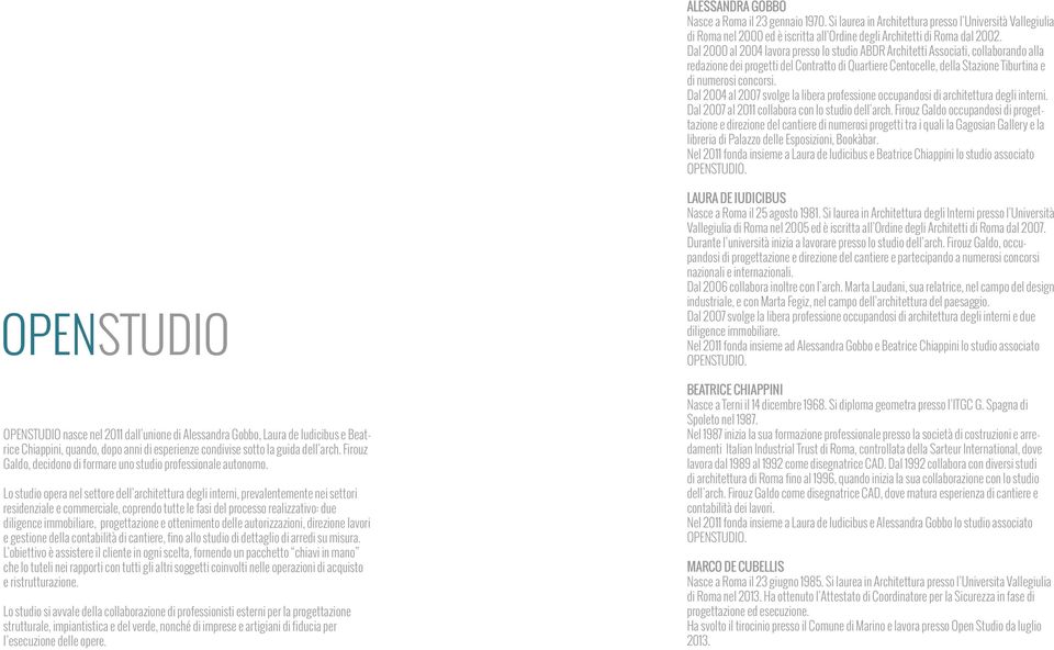 Dal 2004 al 2007 svolge la libera professione occupandosi di architettura degli interni. Dal 2007 al 2011 collabora con lo studio dell arch.