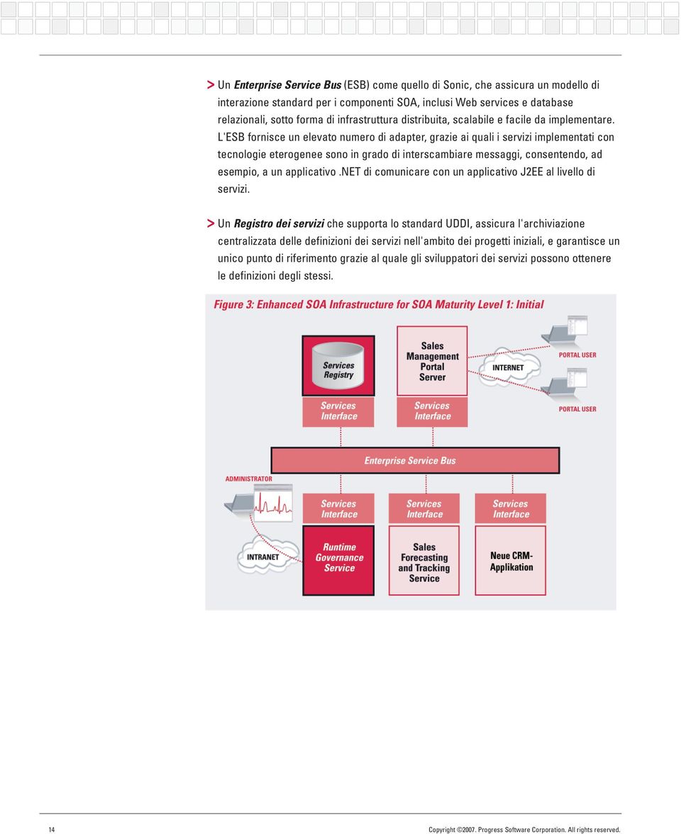 L'ESB fornisce un elevato numero di adapter, grazie ai quali i servizi implementati con tecnologie eterogenee sono in grado di interscambiare messaggi, consentendo, ad esempio, a un applicativo.