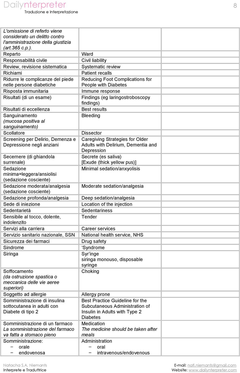 Sanguinamento (mucosa positiva al sanguinamento) Scollatore Screening per Delirio, Demenza e Depressione negli anziani Secernere (di ghiandola surrenale) Sedazione minima=leggera/ansiolisi (sedazione