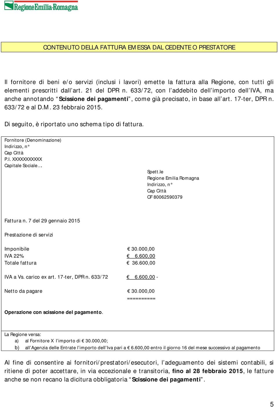 Di seguito, è riportato uno schema tipo di fattura. Fornitore (Denominazione) Indirizzo, n Cap Città P.I. XXXXXXXXXXX Capitale Sociale. Spett.