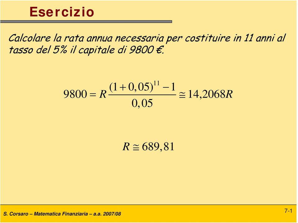 tasso del 5% il capitale di 9800.