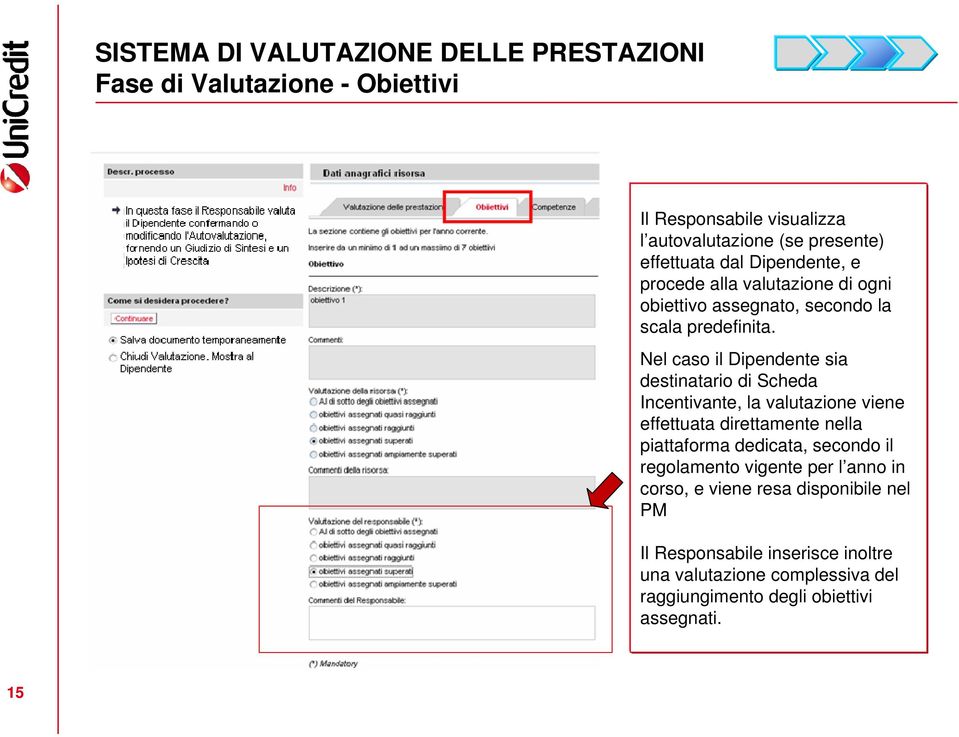 Nel caso il Dipendente sia destinatario di Scheda Incentivante, la valutazione viene effettuata direttamente nella piattaforma