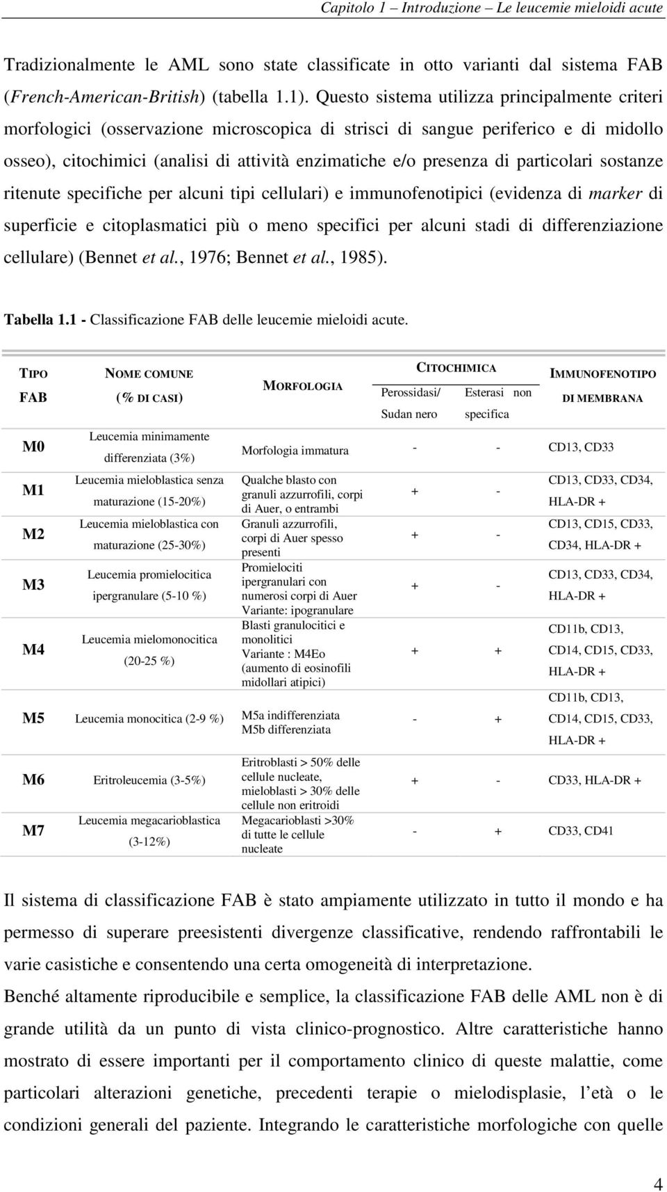 particolari sostanze ritenute specifiche per alcuni tipi cellulari) e immunofenotipici (evidenza di marker di superficie e citoplasmatici più o meno specifici per alcuni stadi di differenziazione