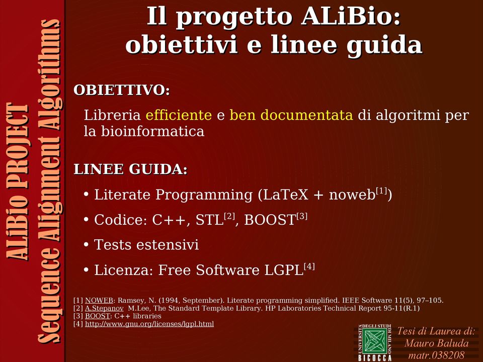 [4] [1] NOWEB: Ramsey, N. (1994, September). Literate programming simplified. IEEE Software 11(5), 97 105. [2] A.Stepanov M.