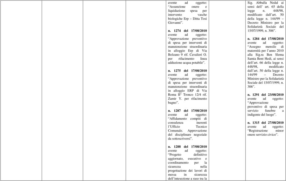 Approvazione del disciplinare negoziale da sottoscriversi. Sig. Abballa Nedal ai sensi dell art. 65 della legge n. 448/98, modificato dall art. 50 della legge n.