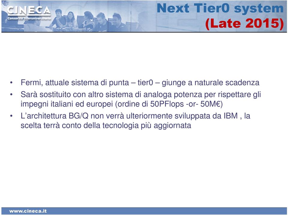 impegni italiani ed europei (ordine di 50PFlops -or- 50M ) L architettura BG/Q non