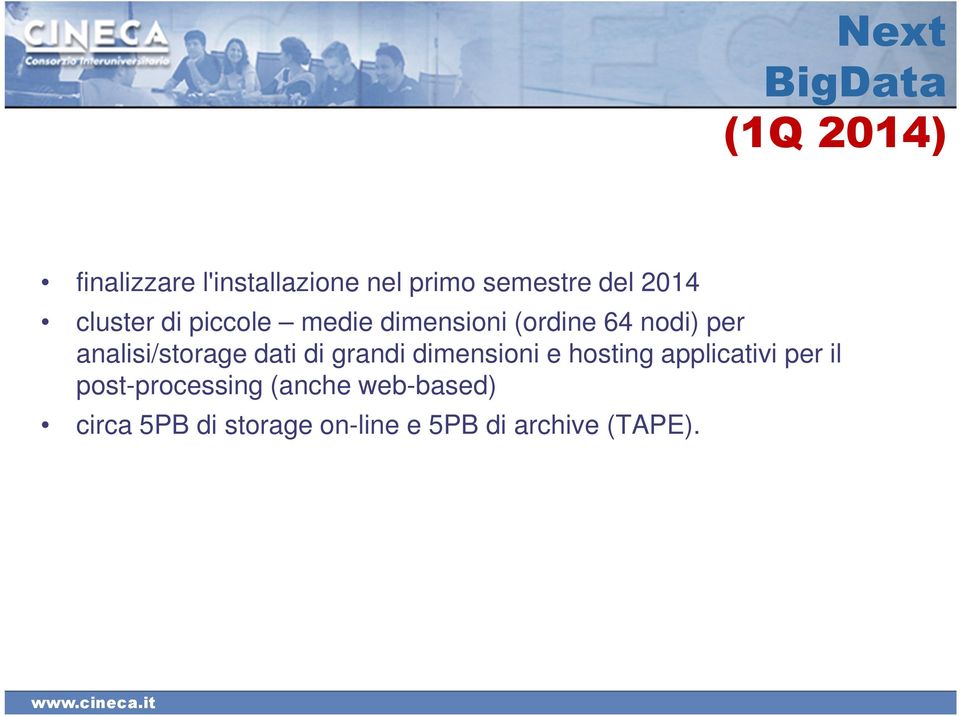 analisi/storage dati di grandi dimensioni e hosting applicativi per il