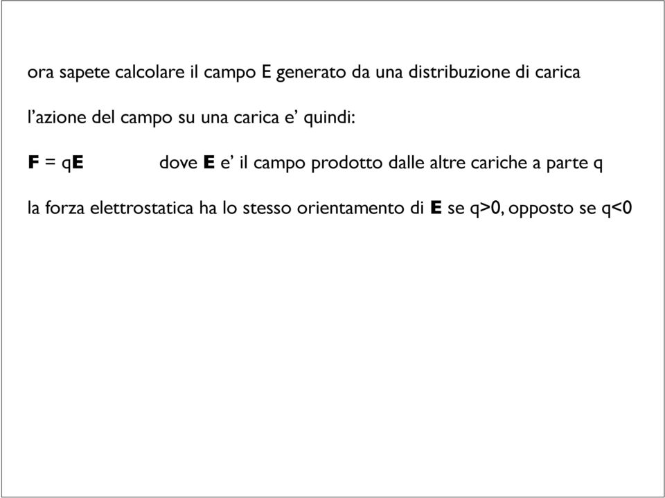 dove E e il campo prodotto dalle altre cariche a parte q la