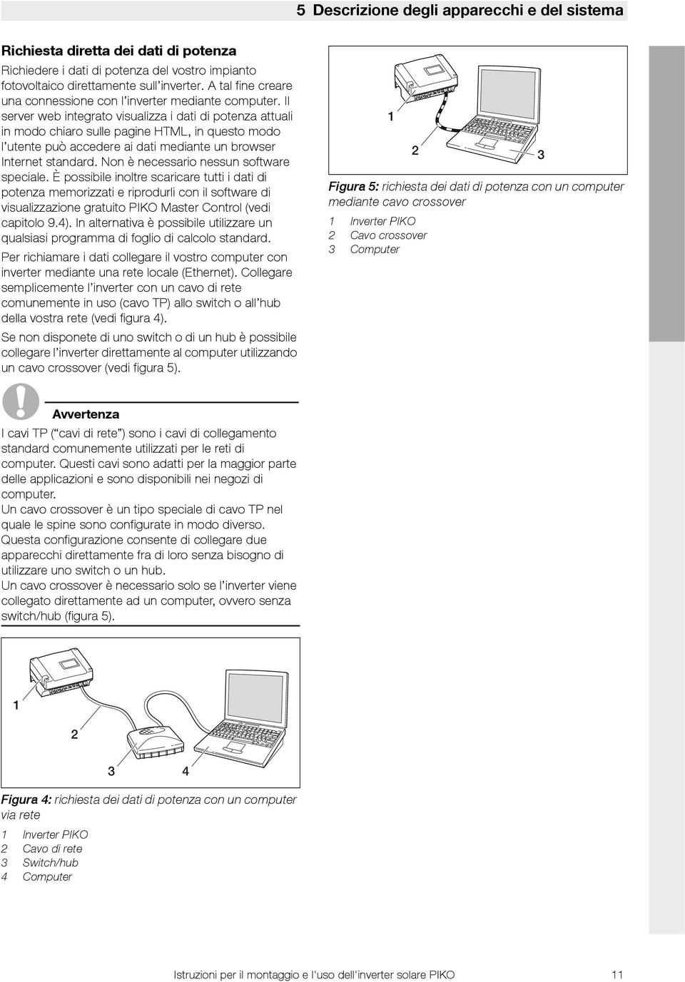 Il server web integrato visualizza i dati di potenza attuali in modo chiaro sulle pagine HTML, in questo modo l utente può accedere ai dati mediante un browser Internet standard.