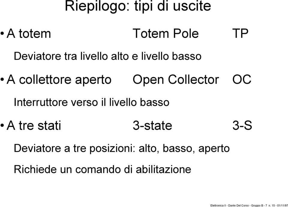 basso A tre stati 3-state 3-S Deviatore a tre posizioni: alto, basso, aperto