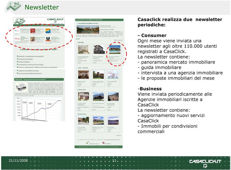 La newsletter contiene: - panoramica mercato immobiliare - guida immobiliare - intervista a una agenzia immobiliare - le