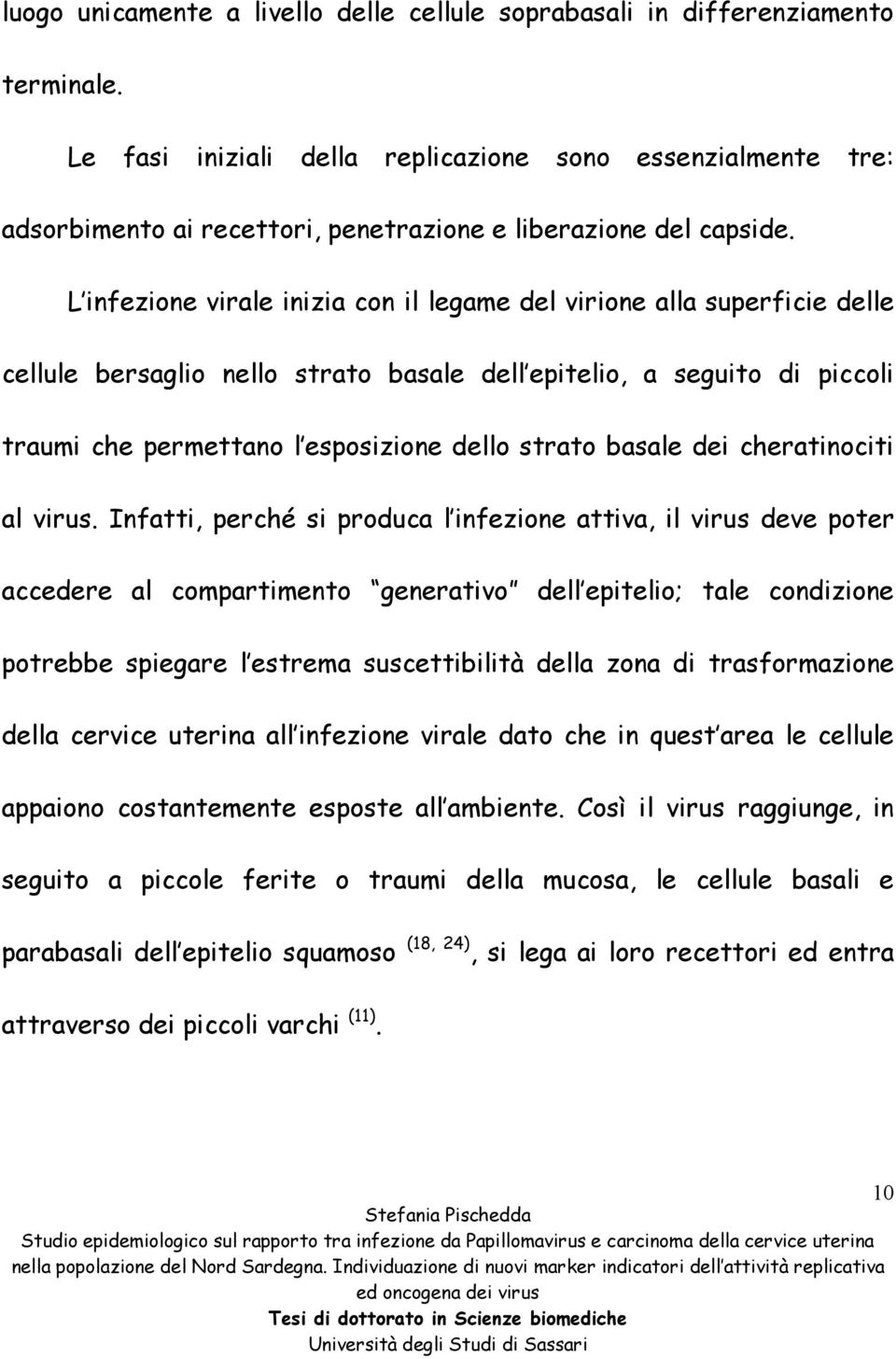 L infezione virale inizia con il legame del virione alla superficie delle cellule bersaglio nello strato basale dell epitelio, a seguito di piccoli traumi che permettano l esposizione dello strato