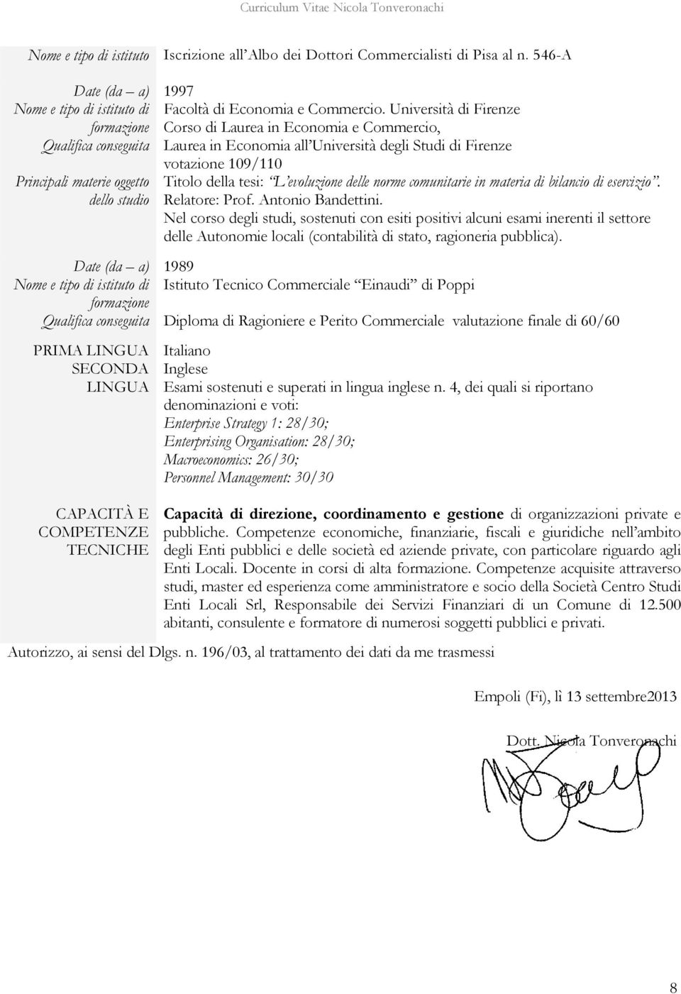 materia di bilancio di esercizio. Relatore: Prof. Antonio Bandettini.