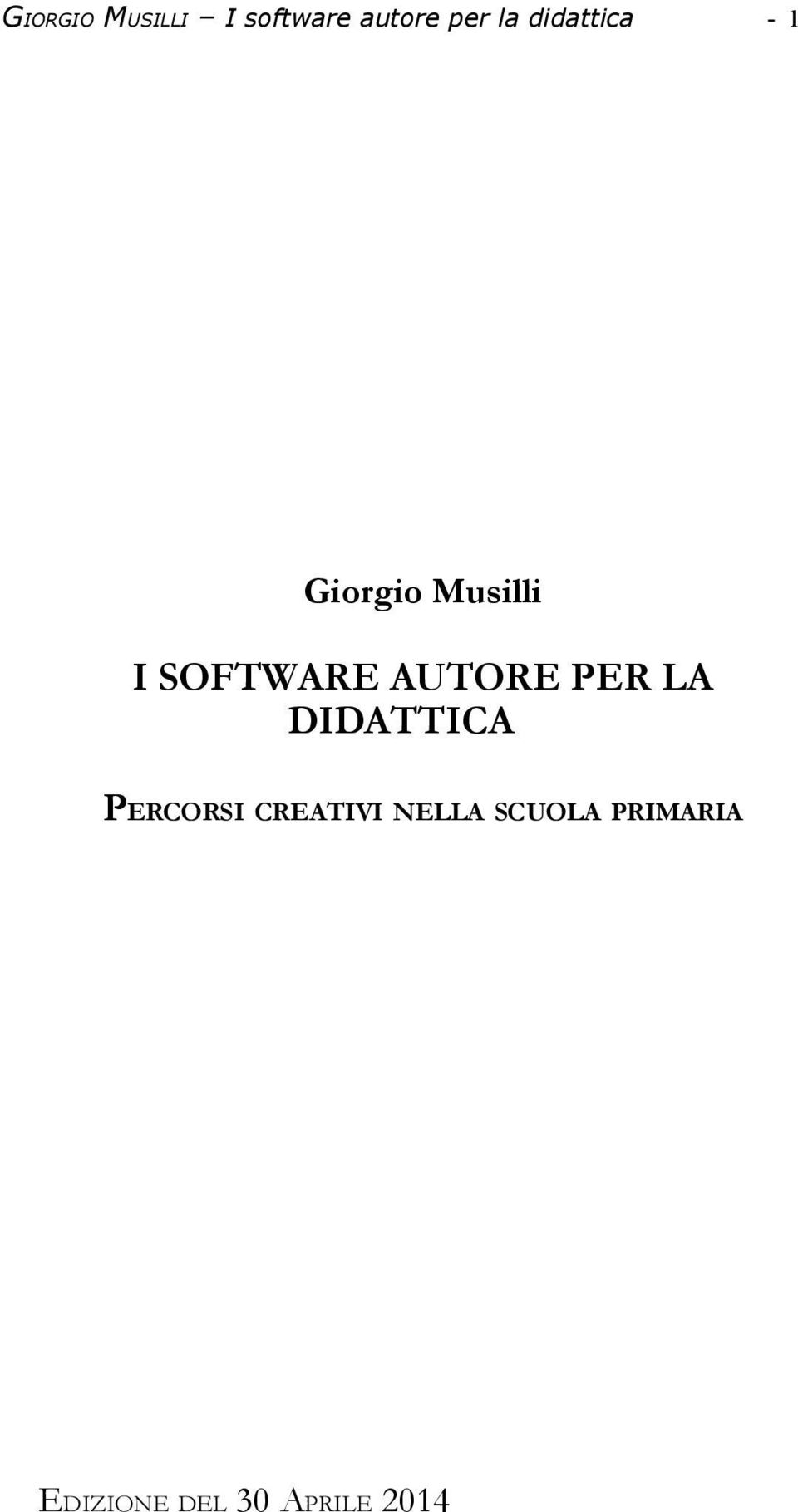 AUTORE PER LA DIDATTICA PERCORSI CREATIVI