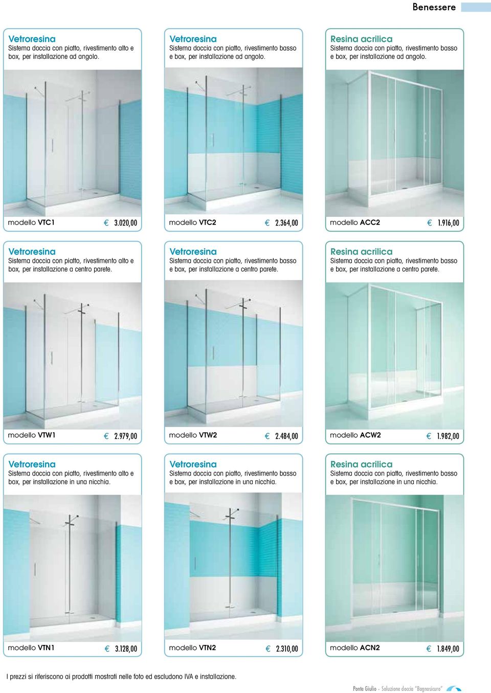 979,00 modello VTW2 2.484,00 modello ACW2 1.982,00 box, per installazione in una nicchia. e box, per installazione in una nicchia.