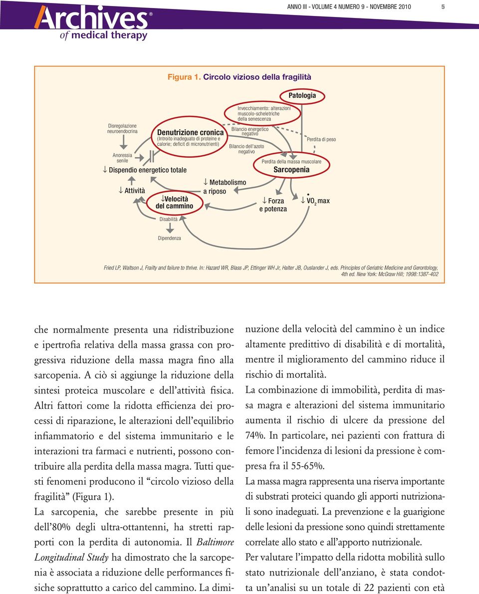 alterazioni muscolo-scheletriche della senescenza Bilancio energetico negativo Bilancio dell'azoto negativo Forza e potenza Patologia Perdita della massa muscolare Sarcopenia Perdita di peso VO 2 max