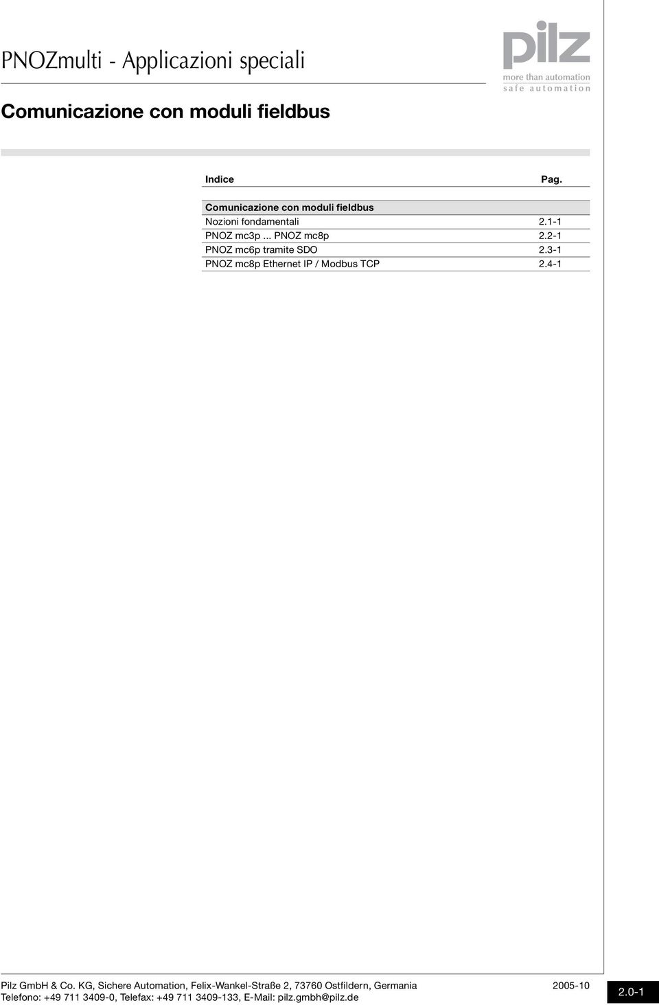 Ethernet IP / Modbus TCP - Pilz GmbH & Co KG, Sichere Automation,