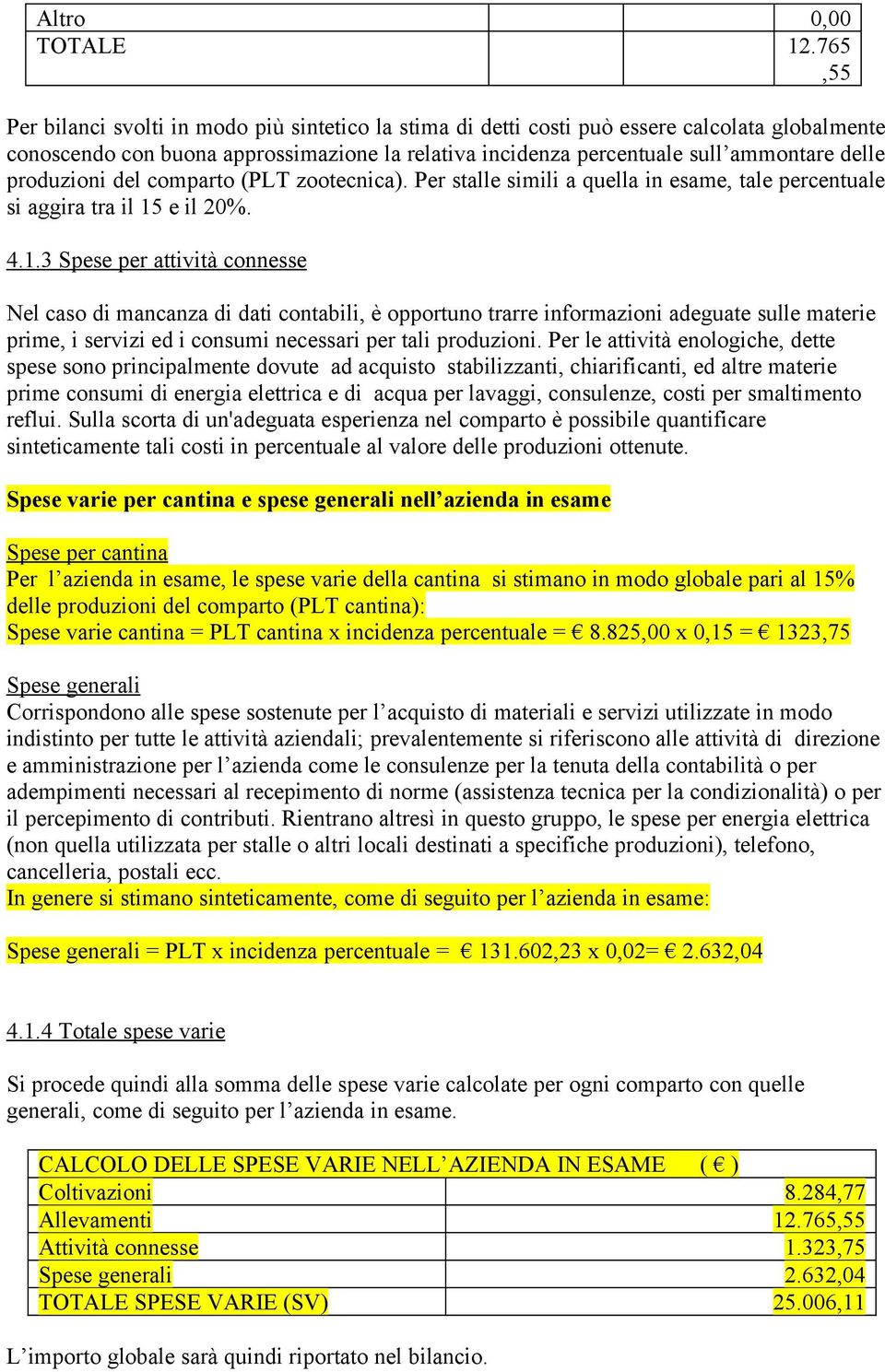 produzioni del comparto (PLT zootecnica). Per stalle simili a quella in esame, tale percentuale si aggira tra il 15