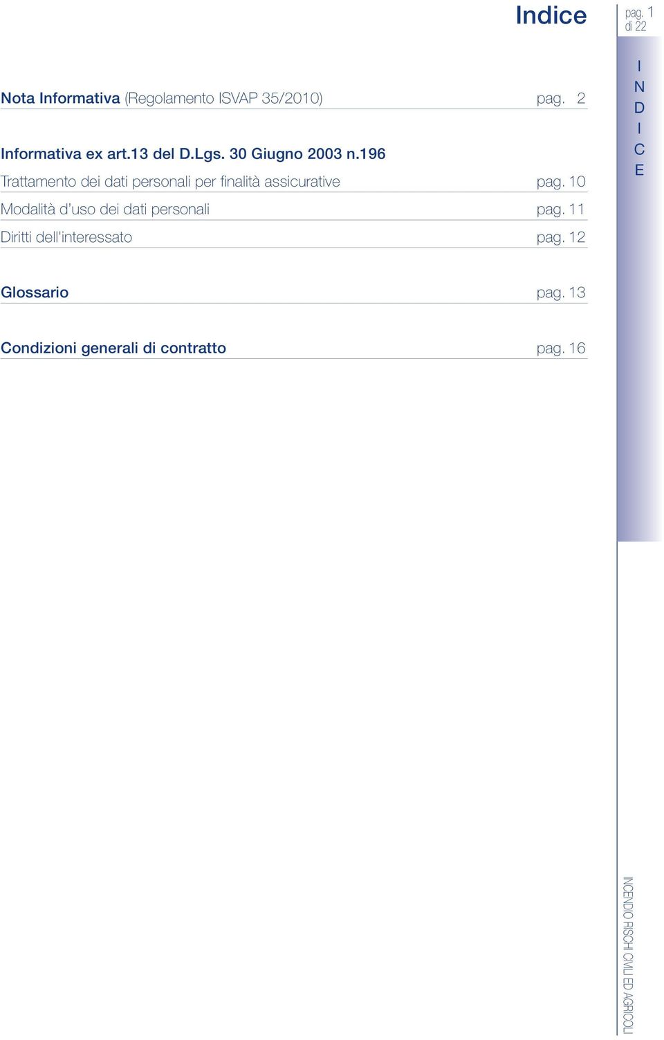 196 rattamento dei dati personali per finalità assicurative pag.