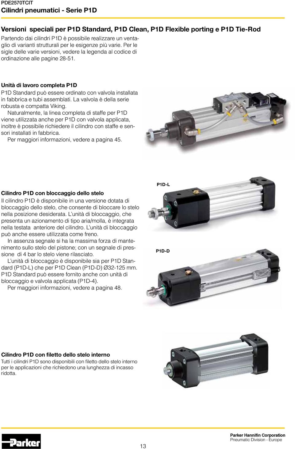 Unità di lavoro completa P1D P1D Standard può essere ordinato con valvola installata in fabbrica e tubi assemblati. La valvola è della serie robusta e compatta Viking.