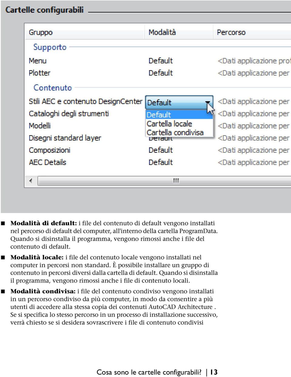 È possibile installare un gruppo di contenuto in percorsi diversi dalla cartella di default. Quando si disinstalla il programma, vengono rimossi anche i file di contenuto locali.