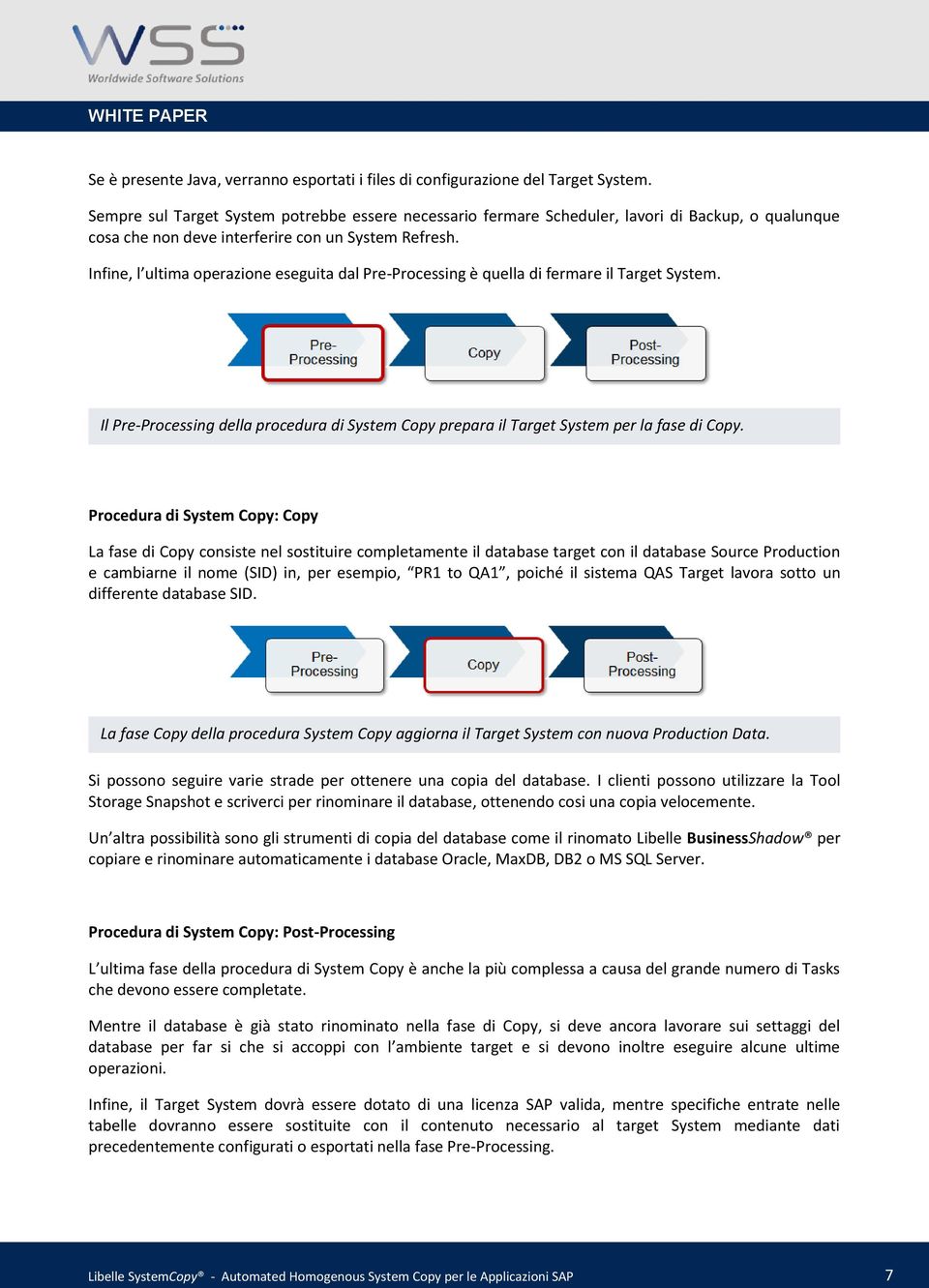 Infine, l ultima operazione eseguita dal Pre-Processing è quella di fermare il Target System. Il Pre-Processing della procedura di System Copy prepara il Target System per la fase di Copy.