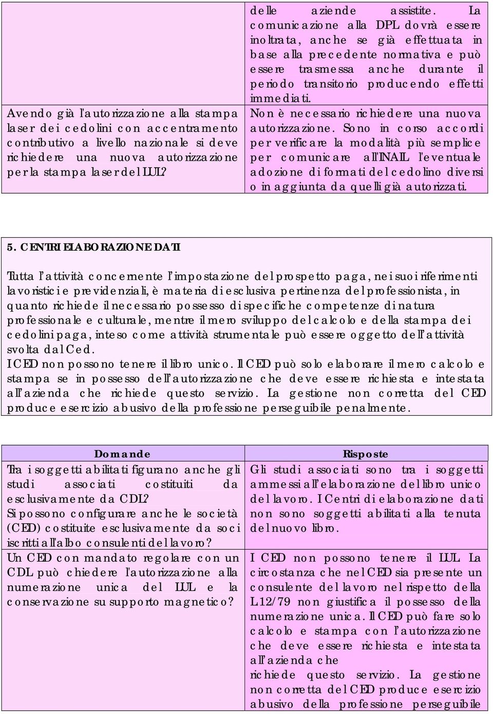 La comunicazione alla DPL dovrà essere inoltrata, anche se già effettuata in base alla precedente normativa e può essere trasmessa anche durante il periodo transitorio producendo effetti immediati.