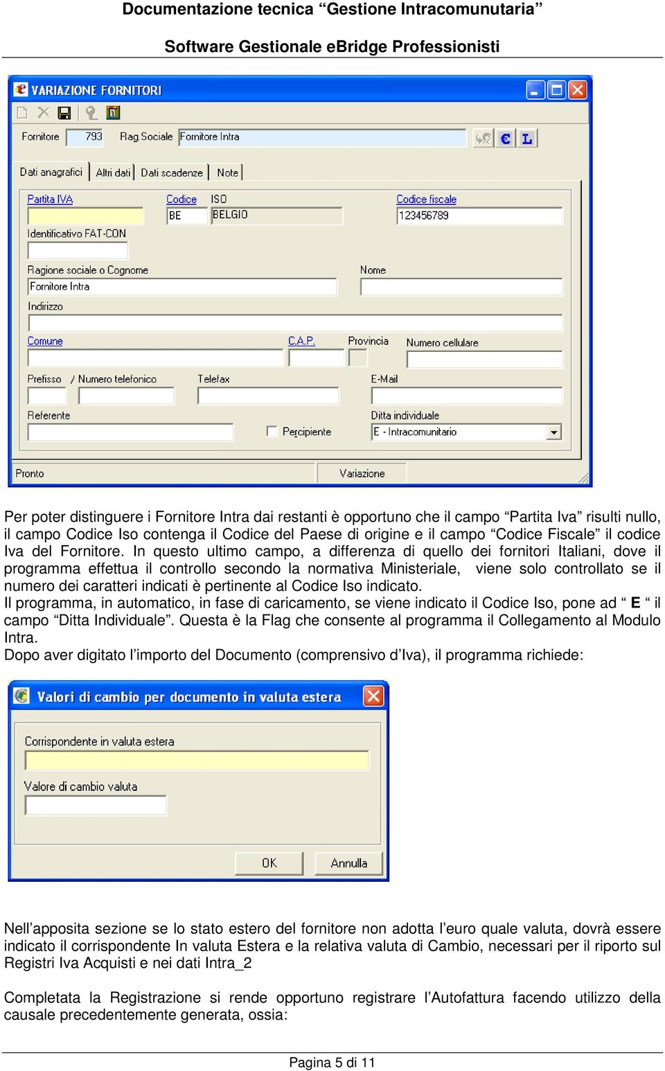 In questo ultimo campo, a differenza di quello dei fornitori Italiani, dove il programma effettua il controllo secondo la normativa Ministeriale, viene solo controllato se il numero dei caratteri