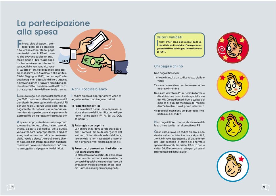 33 del 30 giugno 1993), non sono più adeguati: oggi molte situazioni di vera urgenza si risolvono senza il ricovero ed esistono parametri accettati per definire il livello di criticità, a prescindere