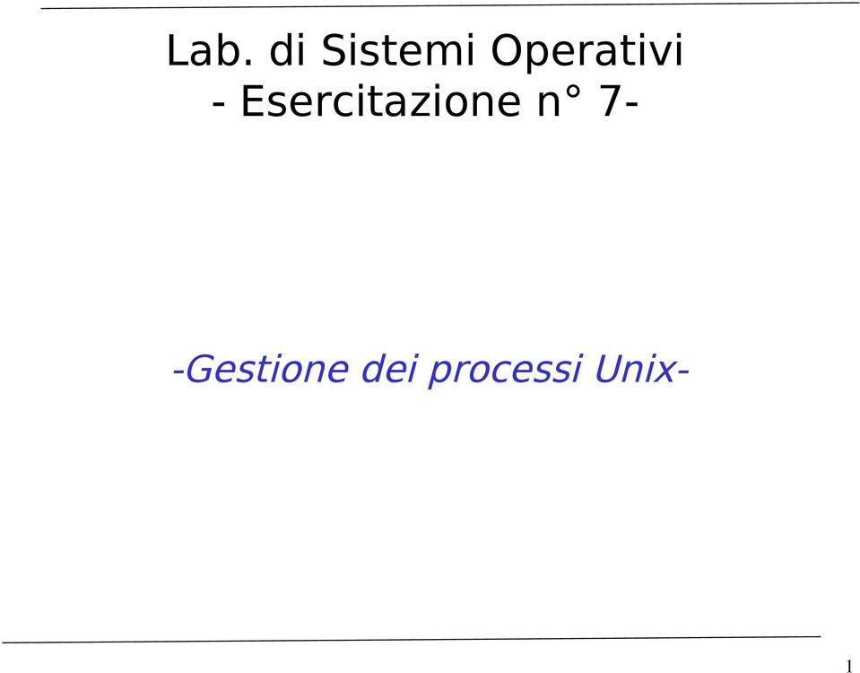 Esercitazione n 7-