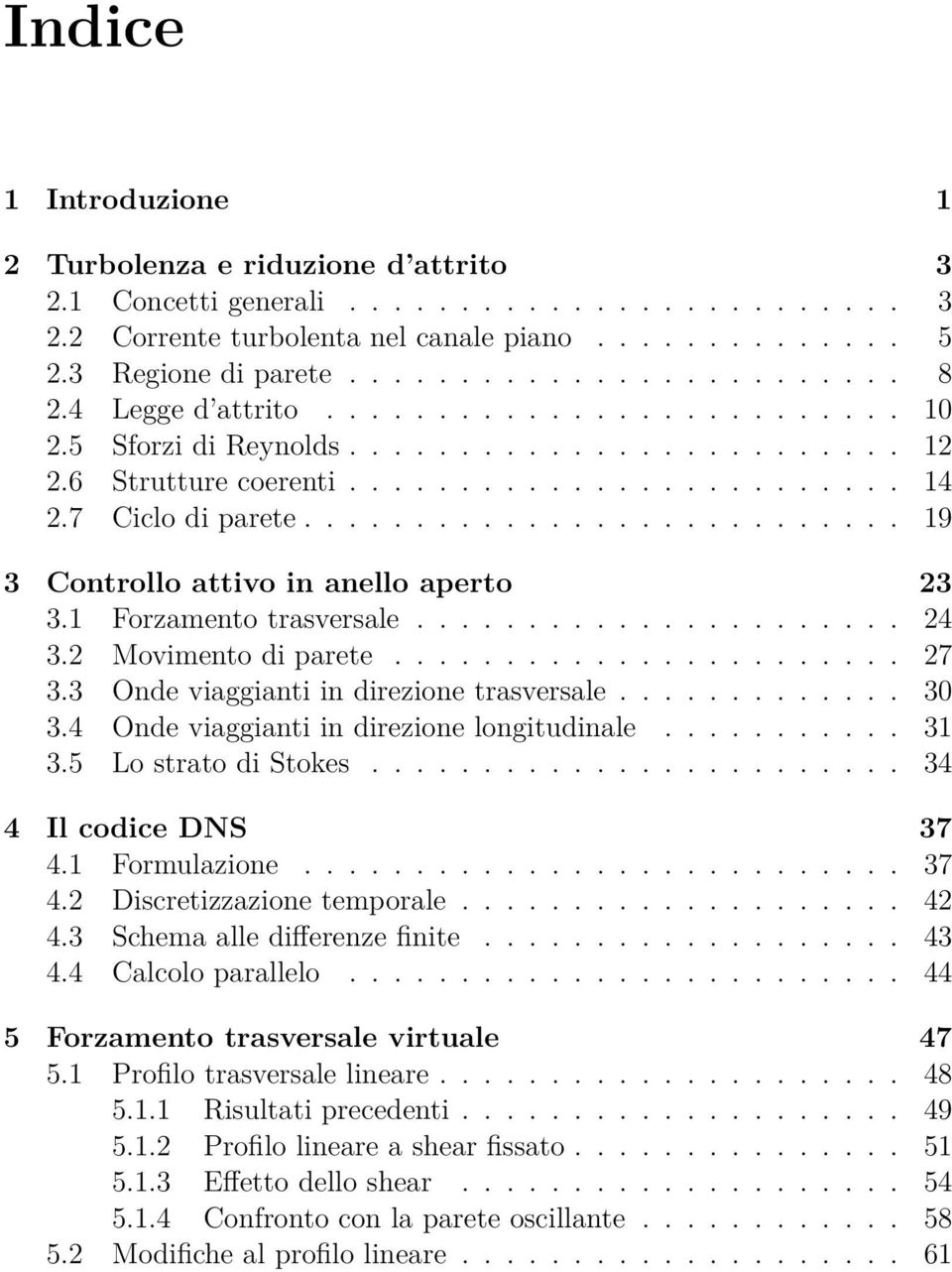 .......................... 19 3 Controllo attivo in anello aperto 23 3.1 Forzamento trasversale...................... 24 3.2 Movimento di parete....................... 27 3.