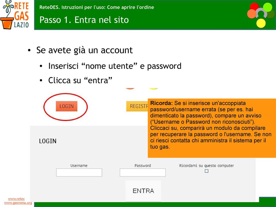 inserisce un'accoppiata password/username errata (se per es.