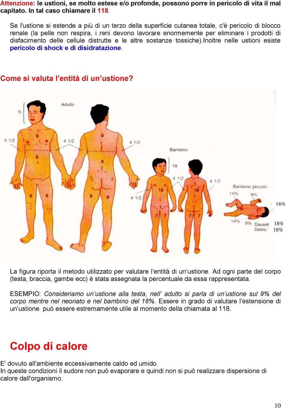 disfacimento delle cellule distrutte e le altre sostanze tossiche).inoltre nelle ustioni esiste pericolo di shock e di disidratazione. Come si valuta l entità di un ustione?