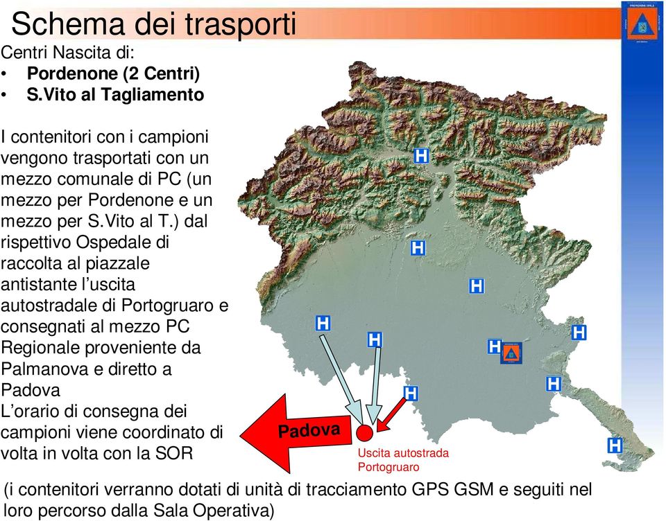 gliamento I contenitori con i campioni vengono trasportati con un mezzo comunale di PC (un mezzo per Pordenone e un mezzo per S.Vito al T.