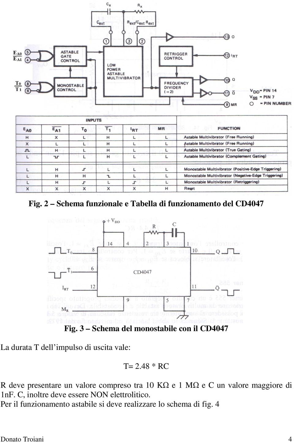 48 * RC R deve presentare un valore compreso tra 10 KΩ e 1 MΩ e C un valore maggiore di 1nF.