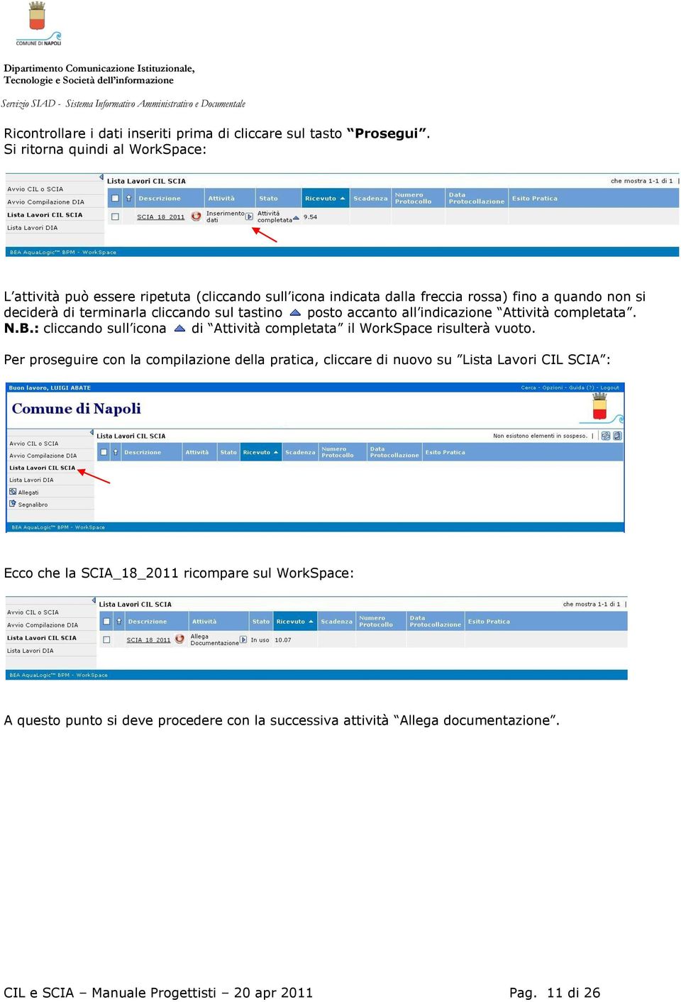 cliccando sul tastino posto accanto all indicazione Attività completata. N.B.: cliccando sull icona di Attività completata il WorkSpace risulterà vuoto.