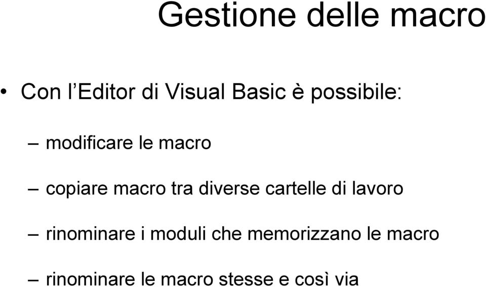 diverse cartelle di lavoro rinominare i moduli che