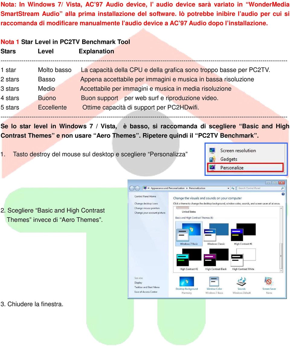 Nota 1 Star Level in PC2TV Benchmark Tool Stars Level Explanation