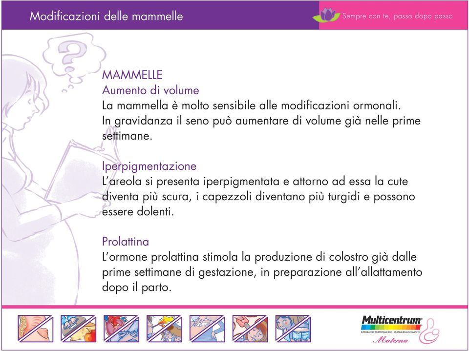 Iperpigmentazione L areola si presenta iperpigmentata e attorno ad essa la cute diventa più scura, i capezzoli diventano più