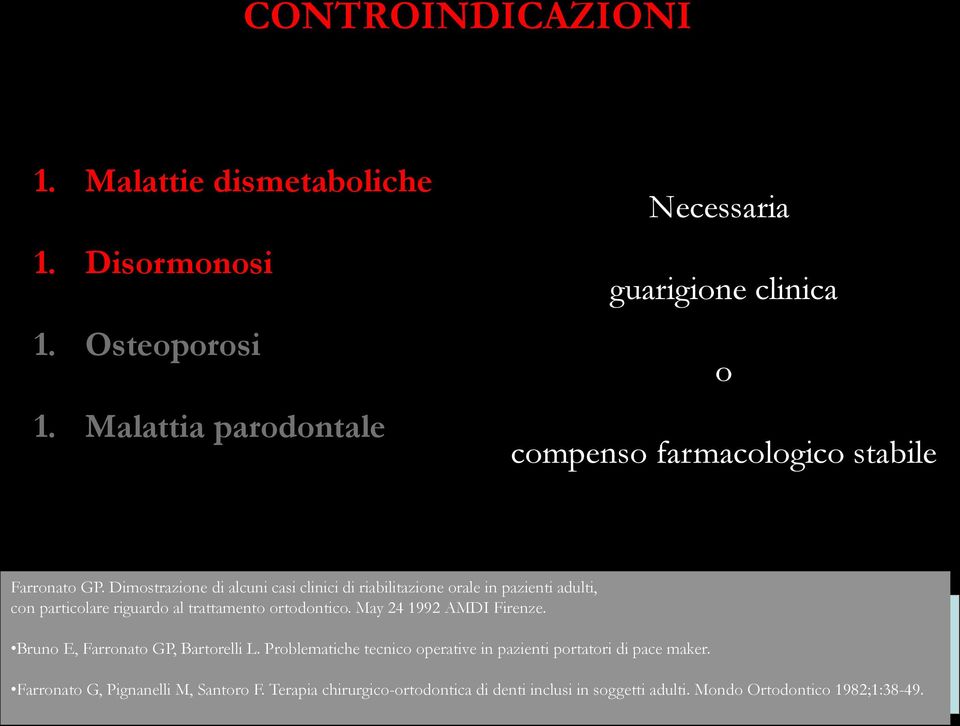 Dimostrazione di alcuni casi clinici di riabilitazione orale in pazienti adulti, con particolare riguardo al trattamento ortodontico.