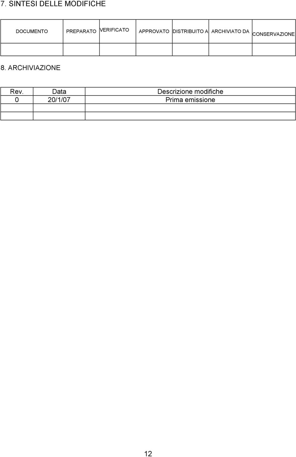 DA CONSERVAZIONE 8. ARCHIVIAZIONE Rev.