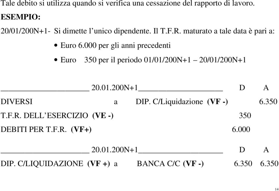 000 per gli anni precedenti Euro 350 per il periodo 01/01/200N+1 20/01/200N+1 20.01.200N+1 D A DIVERSI a DIP.