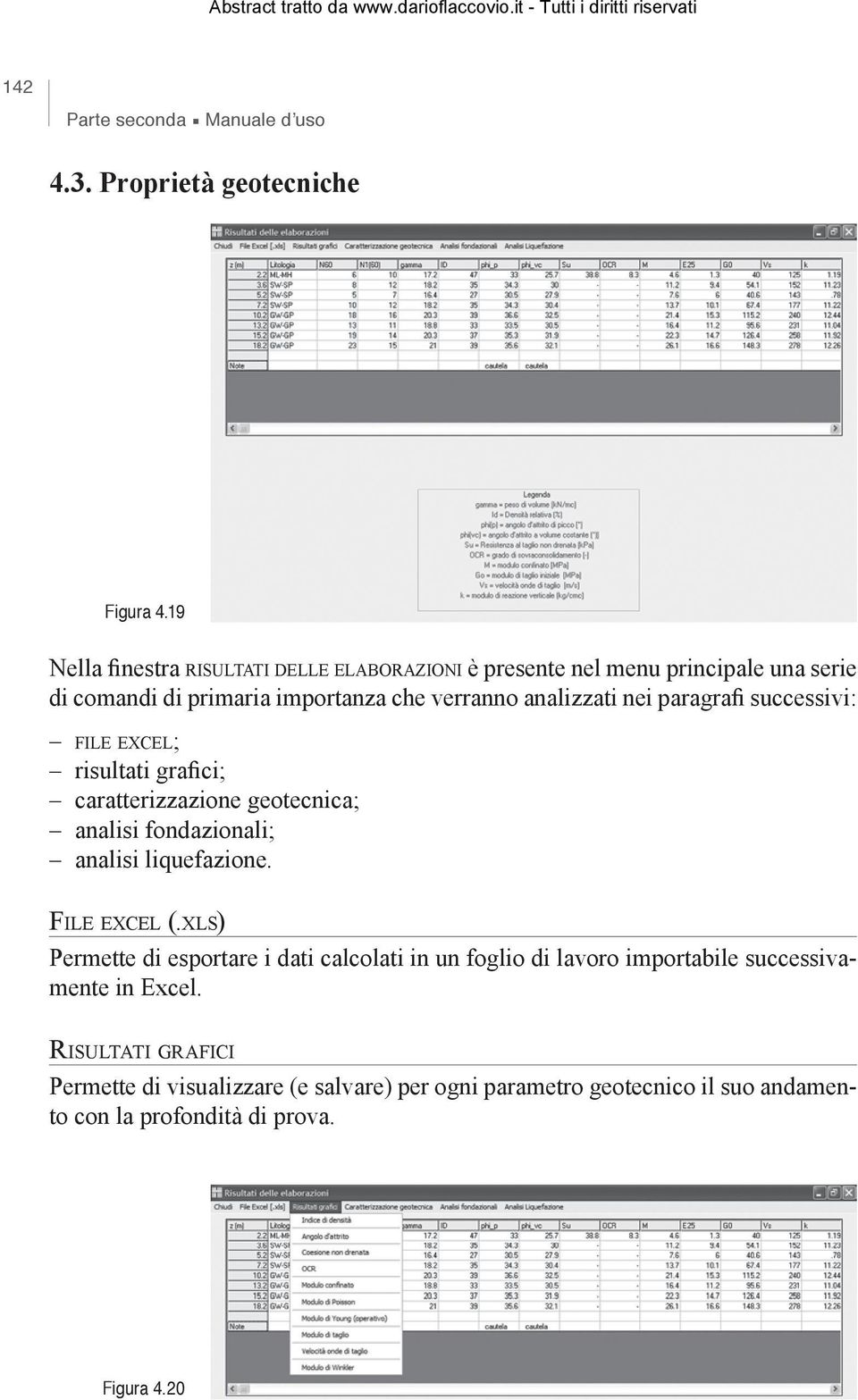 paragrafi successivi: file excel; risultati grafici; caratterizzazione geotecnica; analisi fondazionali; analisi liquefazione. File excel (.