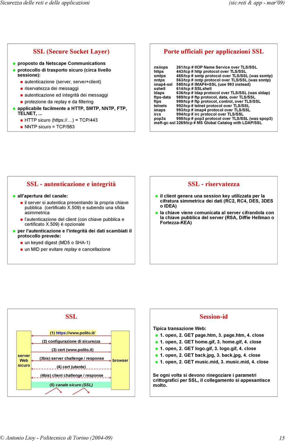 ..) = TCP/443 NNTP sicuro = TCP/563 Porte ufficiali per applicazioni SSL nsiiops 261/tcp # IIOP Name Service over TLS/SSL https 443/tcp # http protocol over TLS/SSL smtps 465/tcp # smtp protocol over