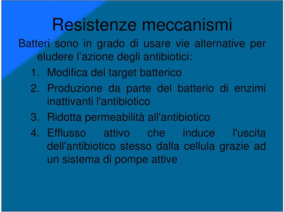 Produzione da parte del batterio di enzimi inattivanti l'antibiotico 3.